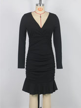 Elegant Plain Bodycon Deep V Neck Dress
